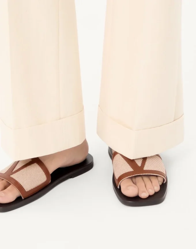 Viva Superstar Slide Sandal In Canvas Fabric And Nappa Leather