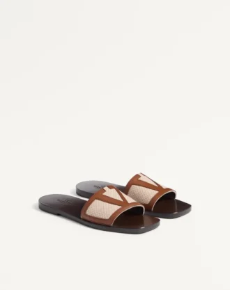 Viva Superstar Slide Sandal In Canvas Fabric And Nappa Leather