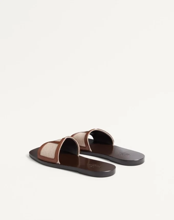 Viva Superstar Slide Sandal In Canvas Fabric And Nappa Leather