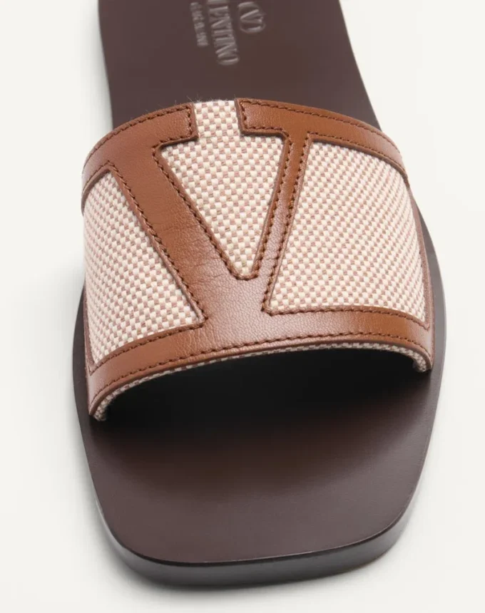 Viva Superstar Slide Sandal In Canvas Fabric And Nappa Leather