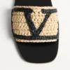 Viva Superstar Slide Sandal In Raffia With Crochet Embroidery