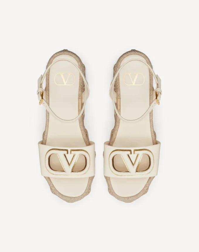 Vlogo Calfskin Cut-Out Wedge Sandal 110Mm