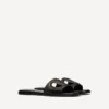 Vlogo Cut-Out Calfskin Slide Sandal