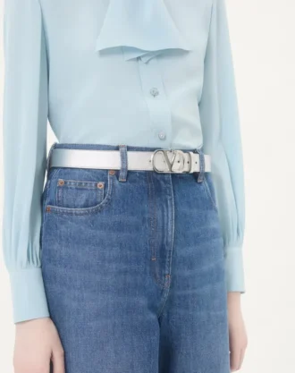 Vlogo Signature Belt In Laminated Calfskin 30 Mm