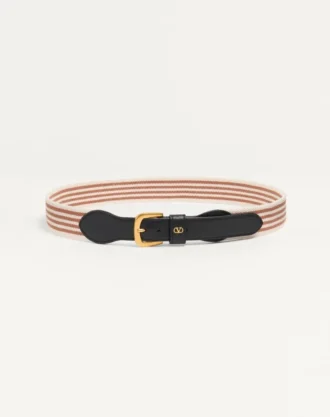 Vlogo Signature Belt In Ribbon And Calfskin 35 Mm