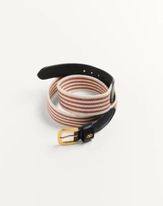 Vlogo Signature Belt In Ribbon And Calfskin 35 Mm
