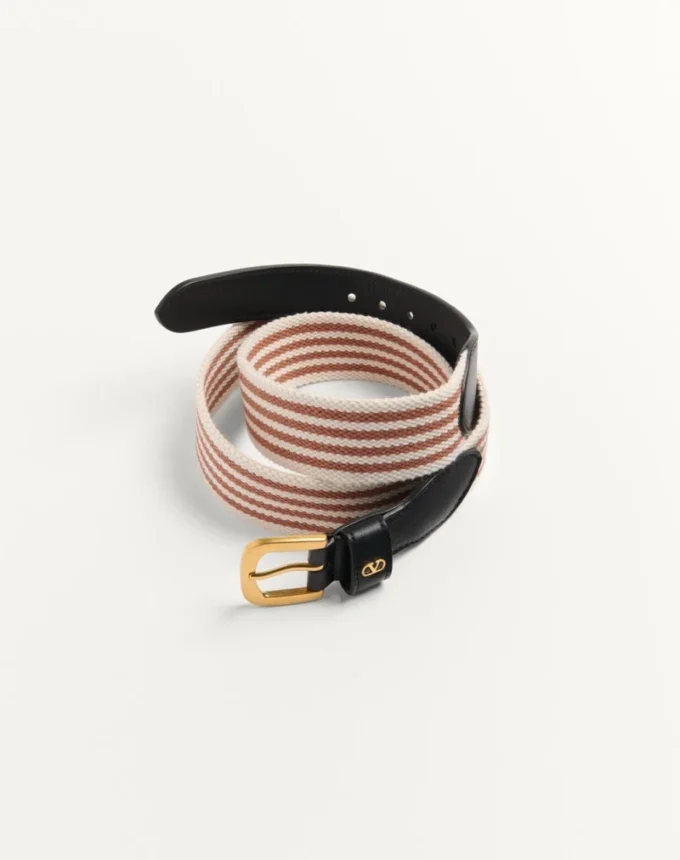 Vlogo Signature Belt In Ribbon And Calfskin 35 Mm