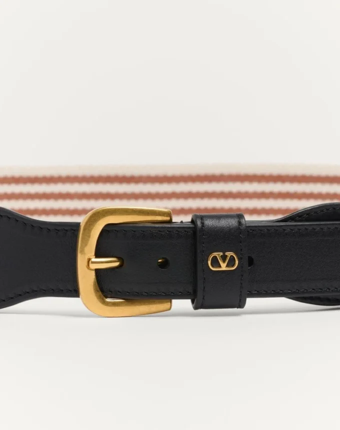 Vlogo Signature Belt In Ribbon And Calfskin 35 Mm