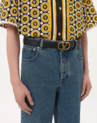 Vlogo Signature Belt In Shiny Calfskin 30 Mm