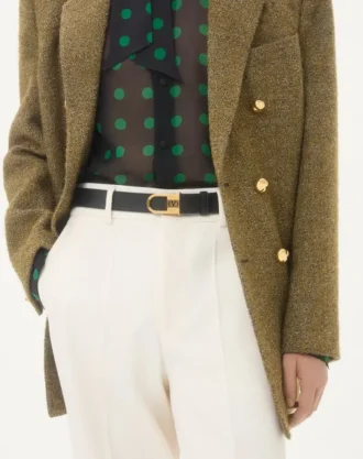 VLogo Signature Belt In Shiny Calfskin 30 Mm With Enamelled Logo Detail