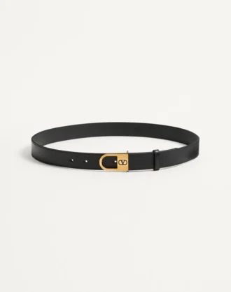 VLogo Signature Belt In Shiny Calfskin 30 Mm With Enamelled Logo Detail