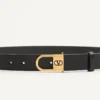 VLogo Signature Belt In Shiny Calfskin 30 Mm With Enamelled Logo Detail