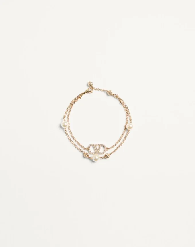 Vlogo Signature Bracelet In Metal, Pearls And Swarovski® Crystals