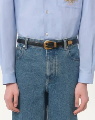 Vlogo Signature Brushed Calfskin Belt 20 Mm