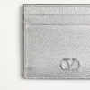 VLogo Signature Cardholder In Laminated Grainy Calfskin