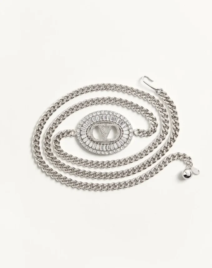 Vlogo Signature Chain Belt With Crystals