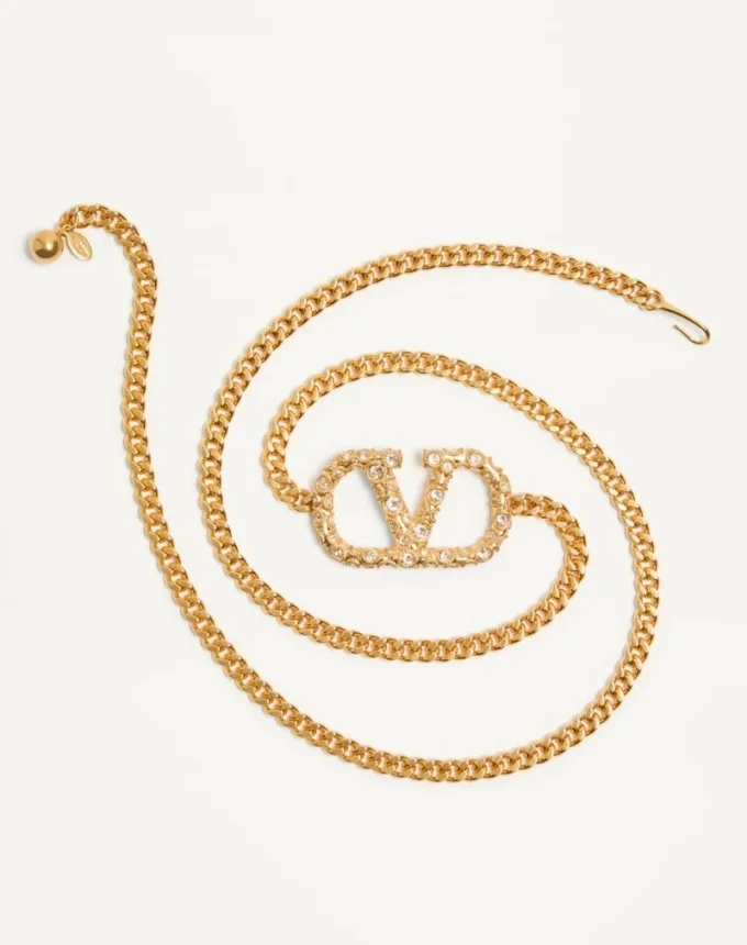 Vlogo Signature Chain Belt With Crystals