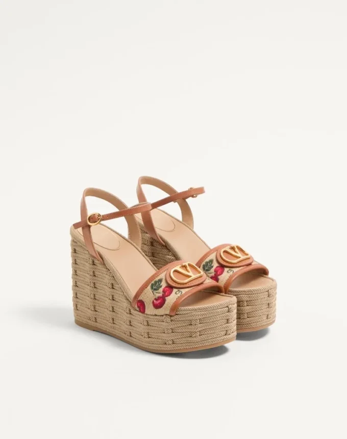 Vlogo Signature Cherryfic Pattern Wedge Sandal 120Mm