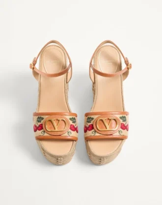 Vlogo Signature Cherryfic Pattern Wedge Sandal 120Mm