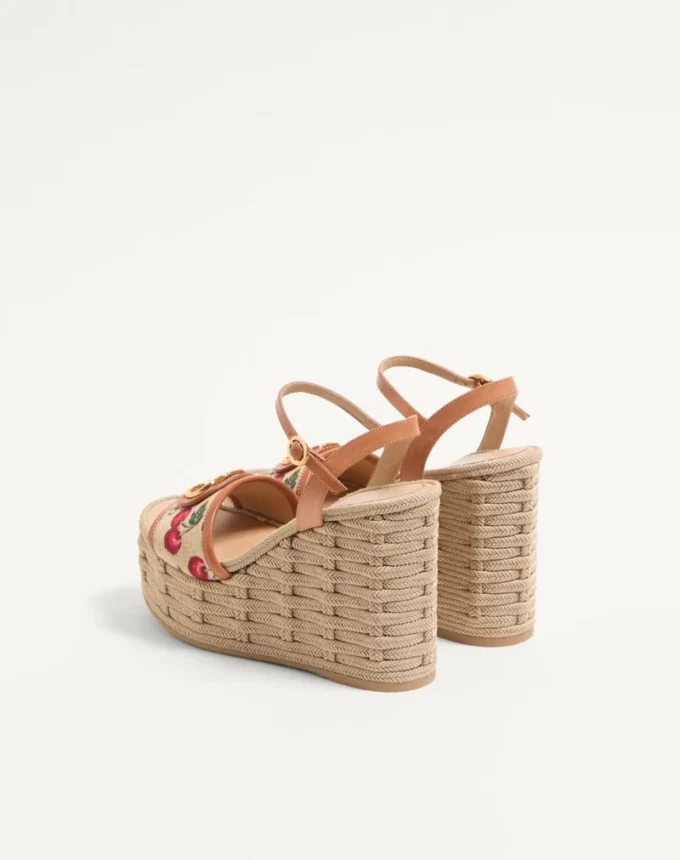 Vlogo Signature Cherryfic Pattern Wedge Sandal 120Mm