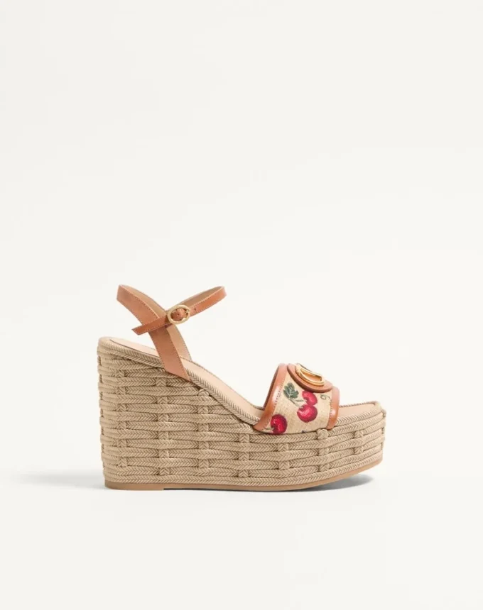Vlogo Signature Cherryfic Pattern Wedge Sandal 120Mm