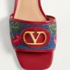 Vlogo Signature Denim Slide Sandal With Cherryfic Embroidery 20Mm Vlogo Signature Denim Slide Sandal With Cherryfic Embroidery 20Mm