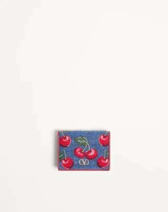 Vlogo Signature Denim Wallet With Cherryfic Embroidery