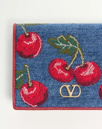 Vlogo Signature Denim Wallet With Cherryfic Embroidery