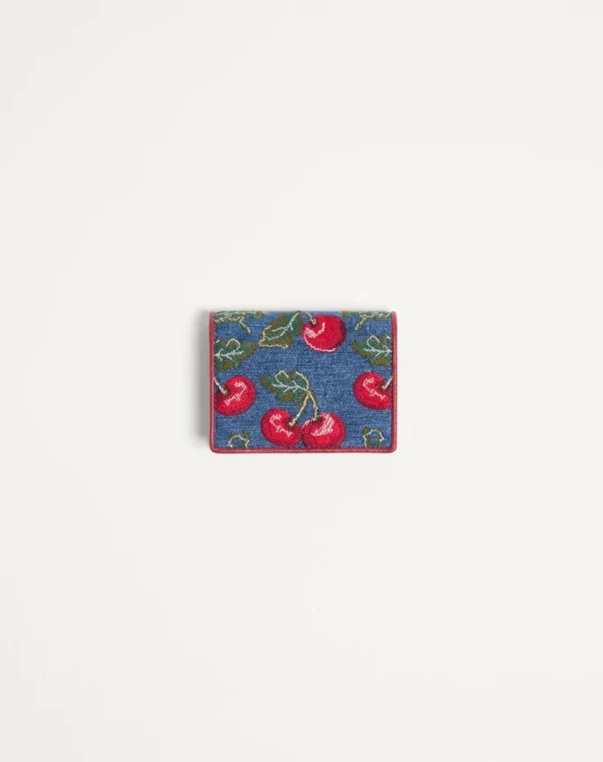 Vlogo Signature Denim Wallet With Cherryfic Embroidery