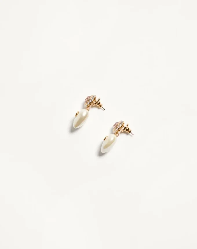 VLogo Signature Earrings In Metal, Enamel, Pearls And Crystals