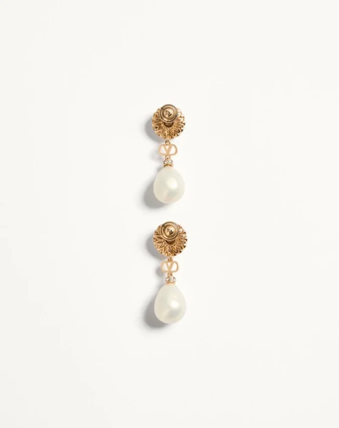 Vlogo Signature Earrings In Metal, Enamel, Pearls And Crystals Vlogo Signature Earrings In Metal, Enamel, Pearls And Crystals