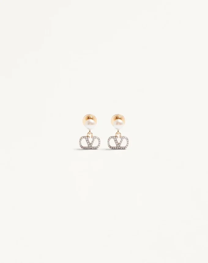 Vlogo Signature Earrings In Metal, Pearl And Swarovski® Crystals