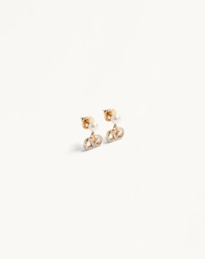 Vlogo Signature Earrings In Metal, Pearl And Swarovski® Crystals