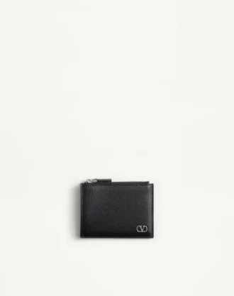 Vlogo Signature Grainy Calfskin Card Holder