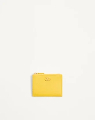 Vlogo Signature Grainy Calfskin Card Holder