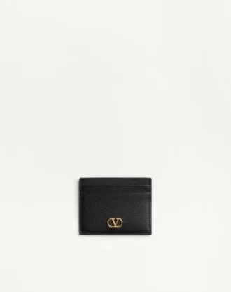 VLogo Signature Grainy Calfskin Card Holder