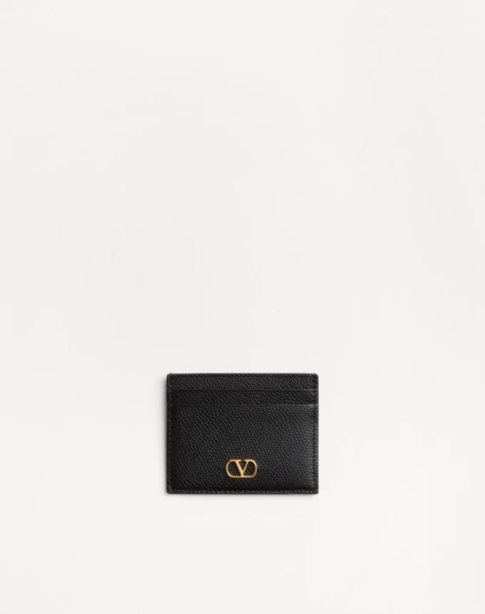 VLogo Signature Grainy Calfskin Card Holder