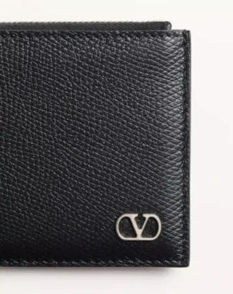 Vlogo Signature Grainy Calfskin Card Holder