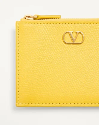 Vlogo Signature Grainy Calfskin Card Holder