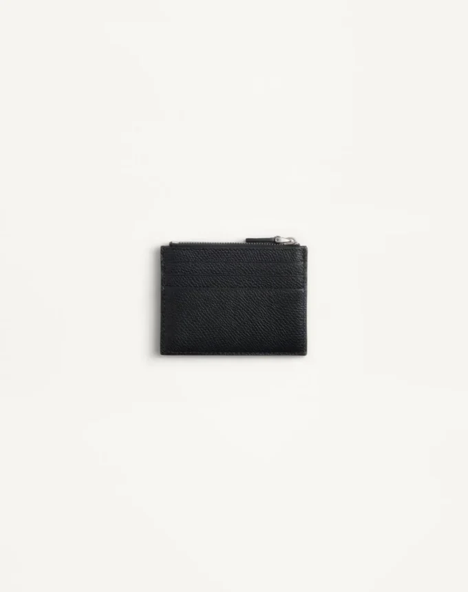 Vlogo Signature Grainy Calfskin Card Holder