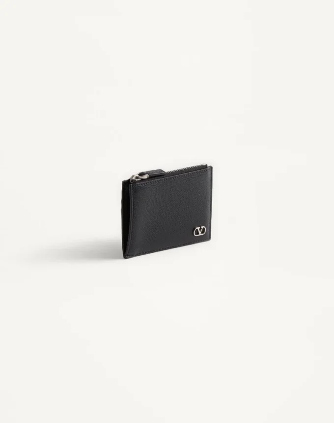 Vlogo Signature Grainy Calfskin Card Holder