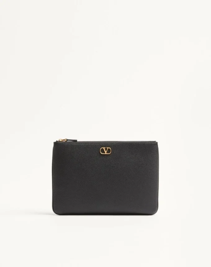Vlogo Signature Grainy Calfskin Clutch Bag Vlogo Signature Grainy Calfskin Clutch Bag