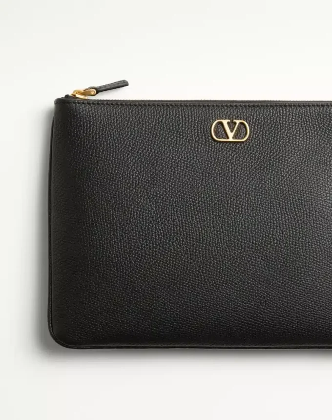 Vlogo Signature Grainy Calfskin Clutch Bag Vlogo Signature Grainy Calfskin Clutch Bag