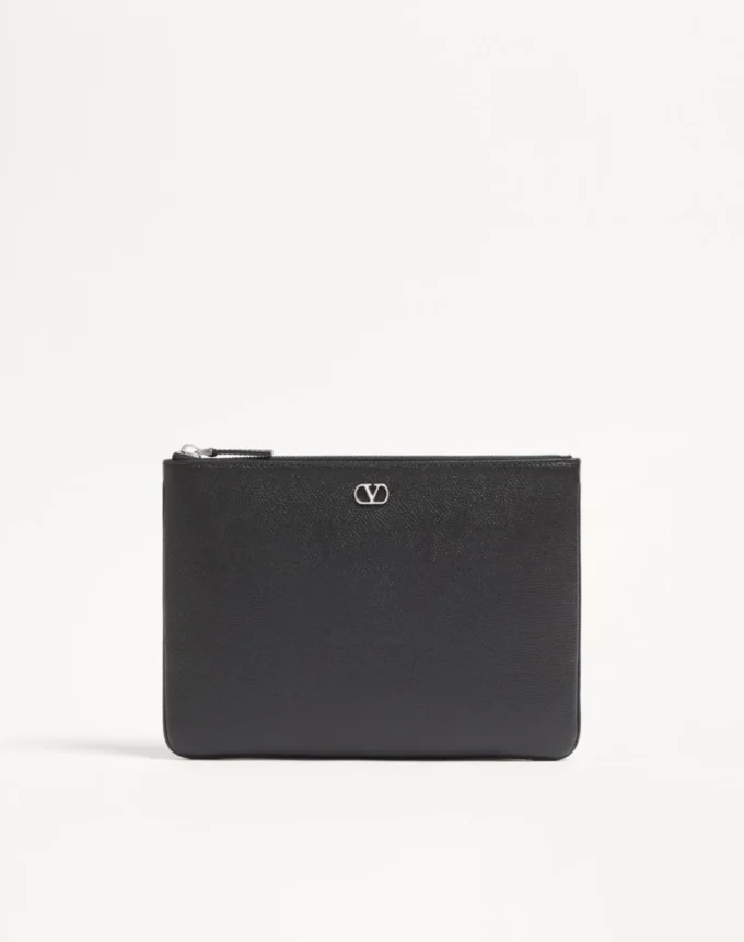 Vlogo Signature Grainy Calfskin Pouch