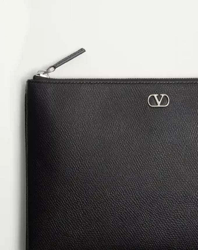 Vlogo Signature Grainy Calfskin Pouch