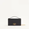 VLogo Signature Grainy Calfskin Wallet With Chain