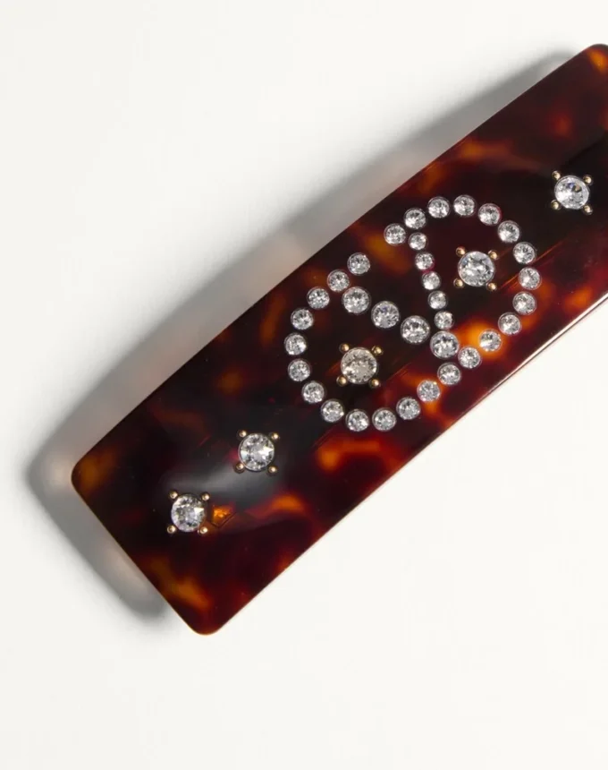 Vlogo Signature Hair Clip In Resin, Metal And Crystals