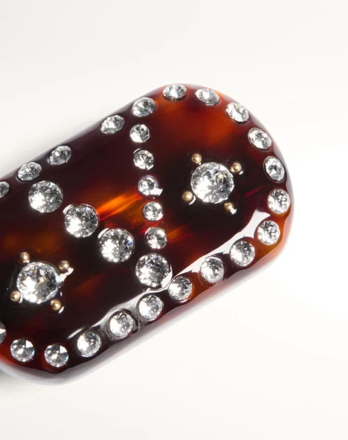 Vlogo Signature Hair Clip In Resin, Metal And Crystals