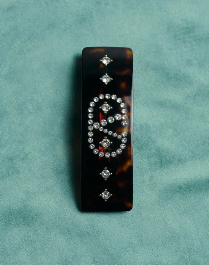Vlogo Signature Hair Clip In Resin, Metal And Crystals