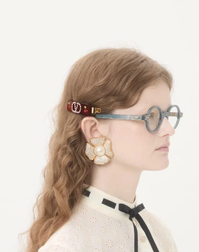 Vlogo Signature Hair Clip In Resin, Metal And Swarovski® Crystals